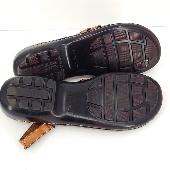 Naturalizer 10W Tan brown slip on velcro heel strap sandals cute summer vacation - Picture 4 of 5